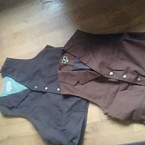 🤠 WYOMING TRADERS MENS Chocolate BRONCO Canvas VEST Sz UniSex